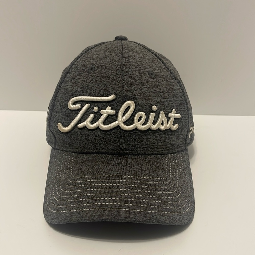 Titleist Pro V1 FJ Golf Hat L/XL Grey Fitted Stitched Lettering Baseball Cap
